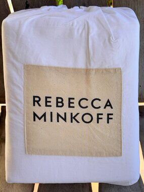 New!! REBECCA MINKOFF Rayon / Linen Blend KING Size Sheet Set COLOR: WHITE